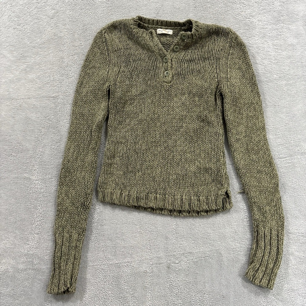 American Eagle AE Outfitters Sweater Women's Small Knit Button Green 100% Cotton